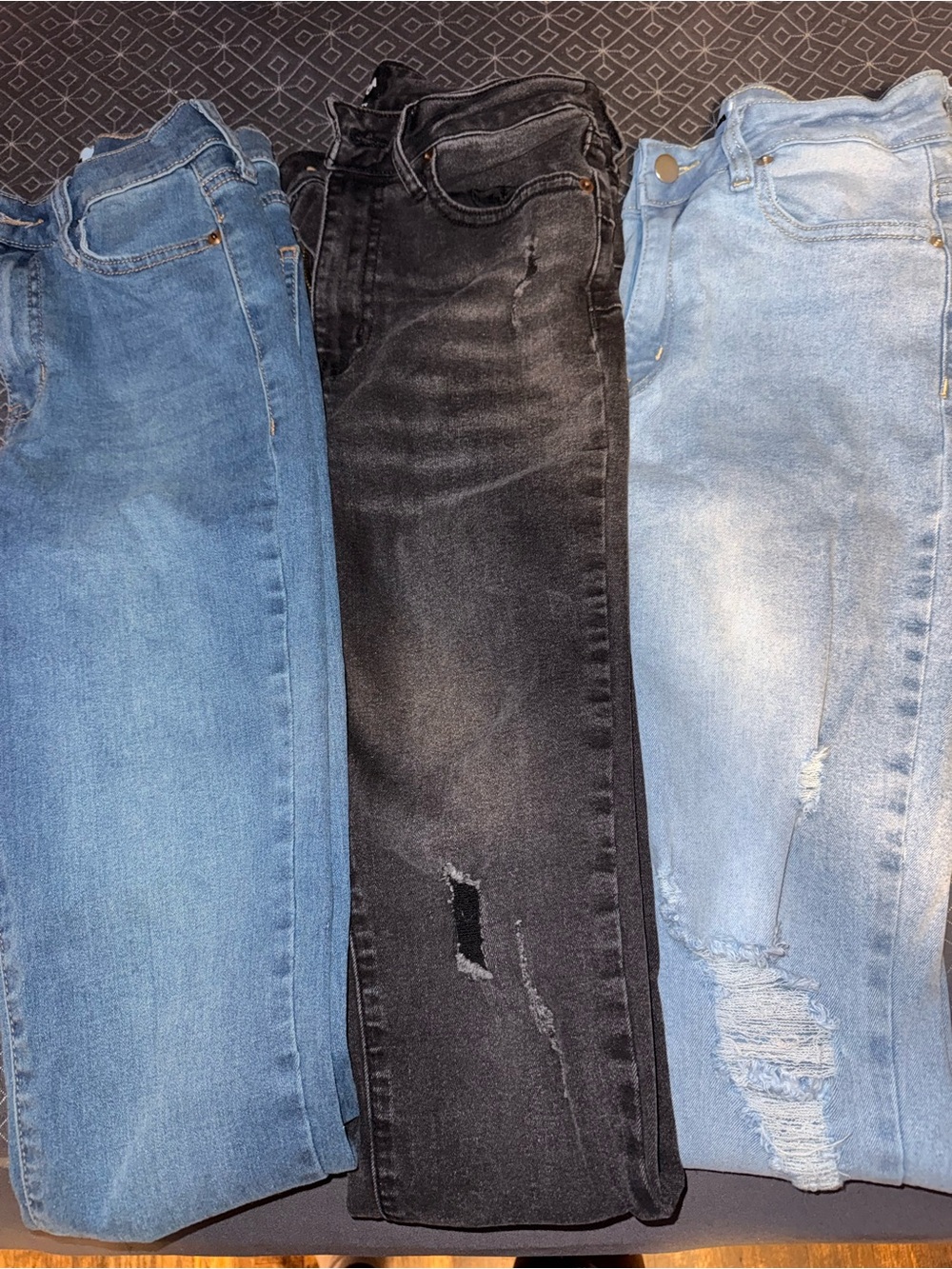 Fashion Nova Women’s Skinny Jeans - Black and Light Blue (3-Pack Visual)